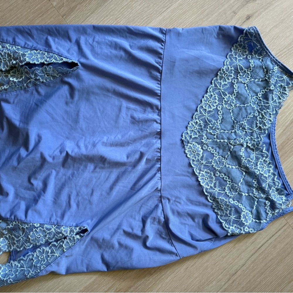 Women's Lace-Trim Sleep Chemise - Blue